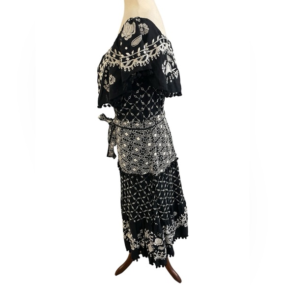 ANTHROPOLOGIE Marisol Off-The-Shoulder Midi Embroidered Dress - Picture 10 of 16